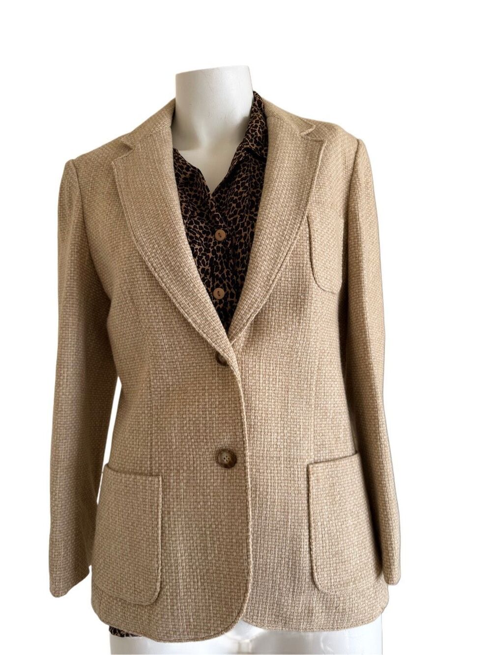 Dalton women’s size 12 cream tan blazer preppy Union Made 70s